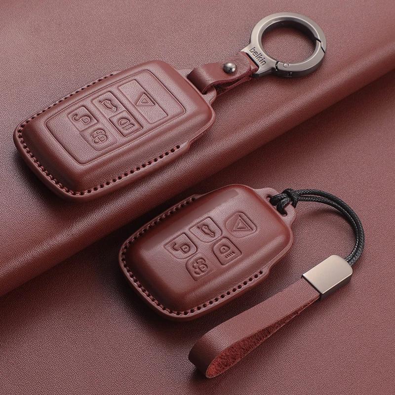 Leather Car Key Case Cover For Jaguar XE XF XK XKR XFL F-TYPE F-PACE T-PACHE Car Key Case Shell For Land Rover Range Rover Sport