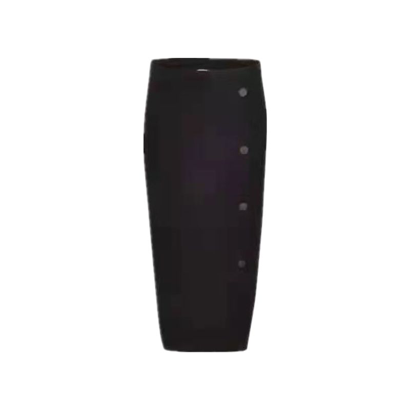 

Autumn New High Waist Side Slit Sheath Skirt Knitting Skirt European and American Single Knee-Length Mercerized Cotton plus Size Women s Skirt Black 42