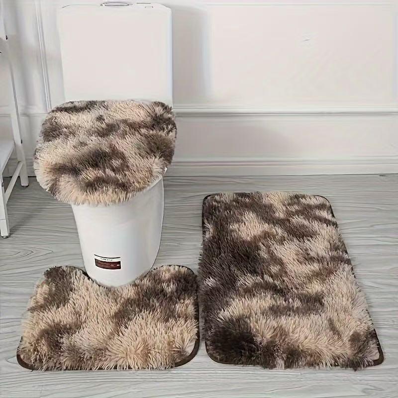 

Набор ковриков для ванной из шелка и шерсти с принтом тай-дай: Грязеотталкивающий, Нескользящий, Впитывающий, Плюшевый Набор из 3 Ковриков для Туалета. 40*60cm кофейный