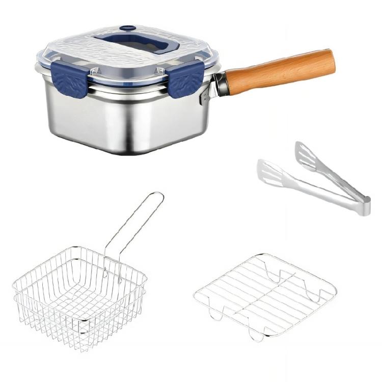 Stainlessed Steel Oil Filter Pot Deep Fryers Basket Set Efficient Frying Solution Heat Resistant Handle Kitchen Appliance
