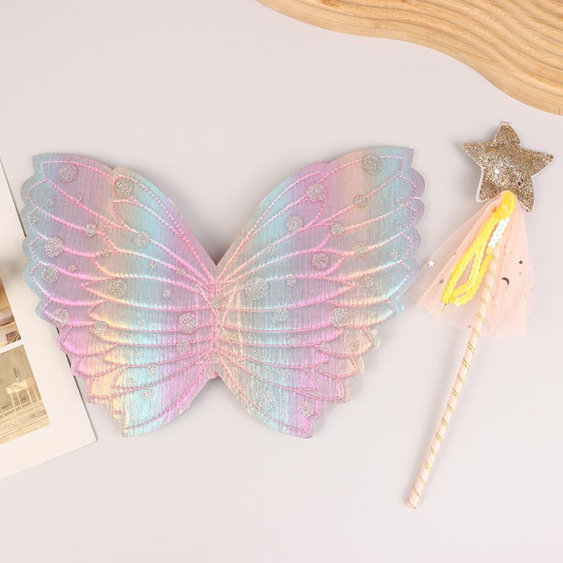 Children Beautiful Butterfly Angel Wings Girls Fairy Magic Wand Flower Fairy Performance Princess Birthday Party Dress Up Props