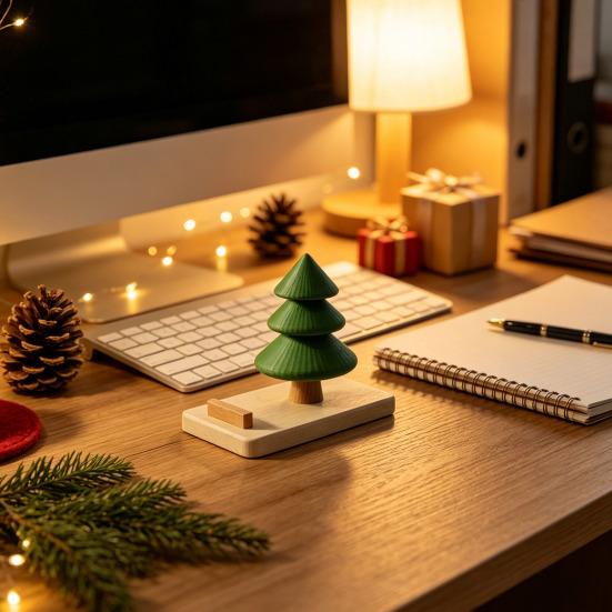 Christmas Gift for Colleagues Tree Phone Stand, 3D Printed Creative Desk Holder Cell Stand Phone, Festive Holiday Desktop Decor Home Office Dormitory