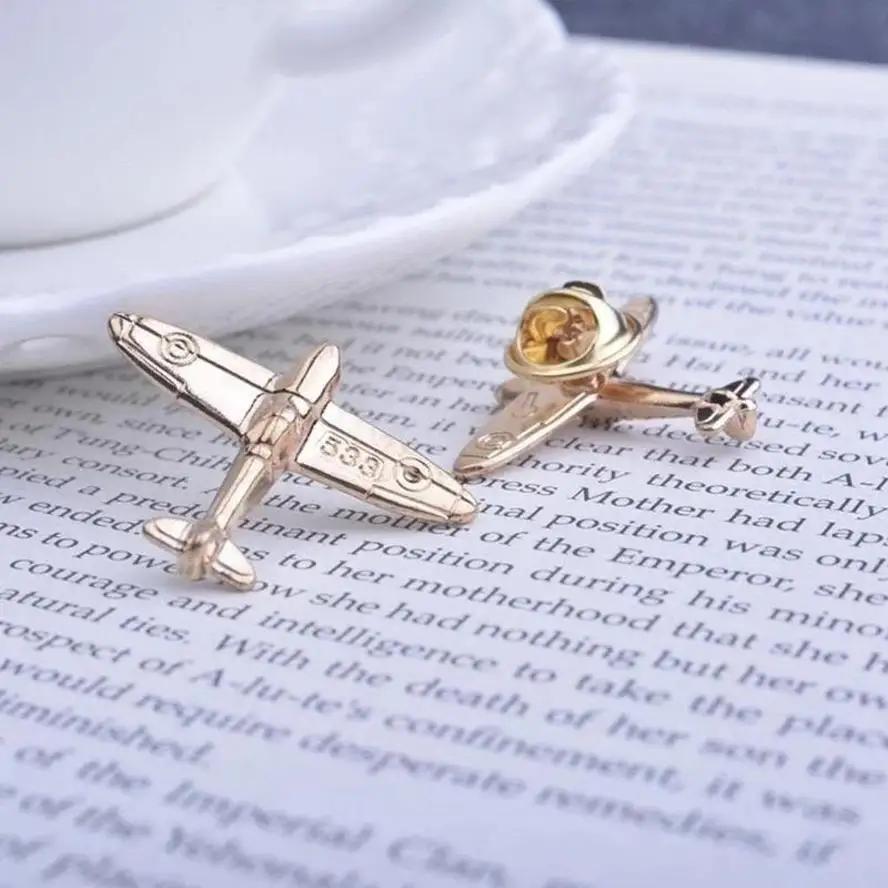 New 1 Pcs Two Aircraft Alloy Airplane Pins Children Lovely Brooch Clothes Cowboy Bag Holiday Gifts Shoes Bags Badges Customized