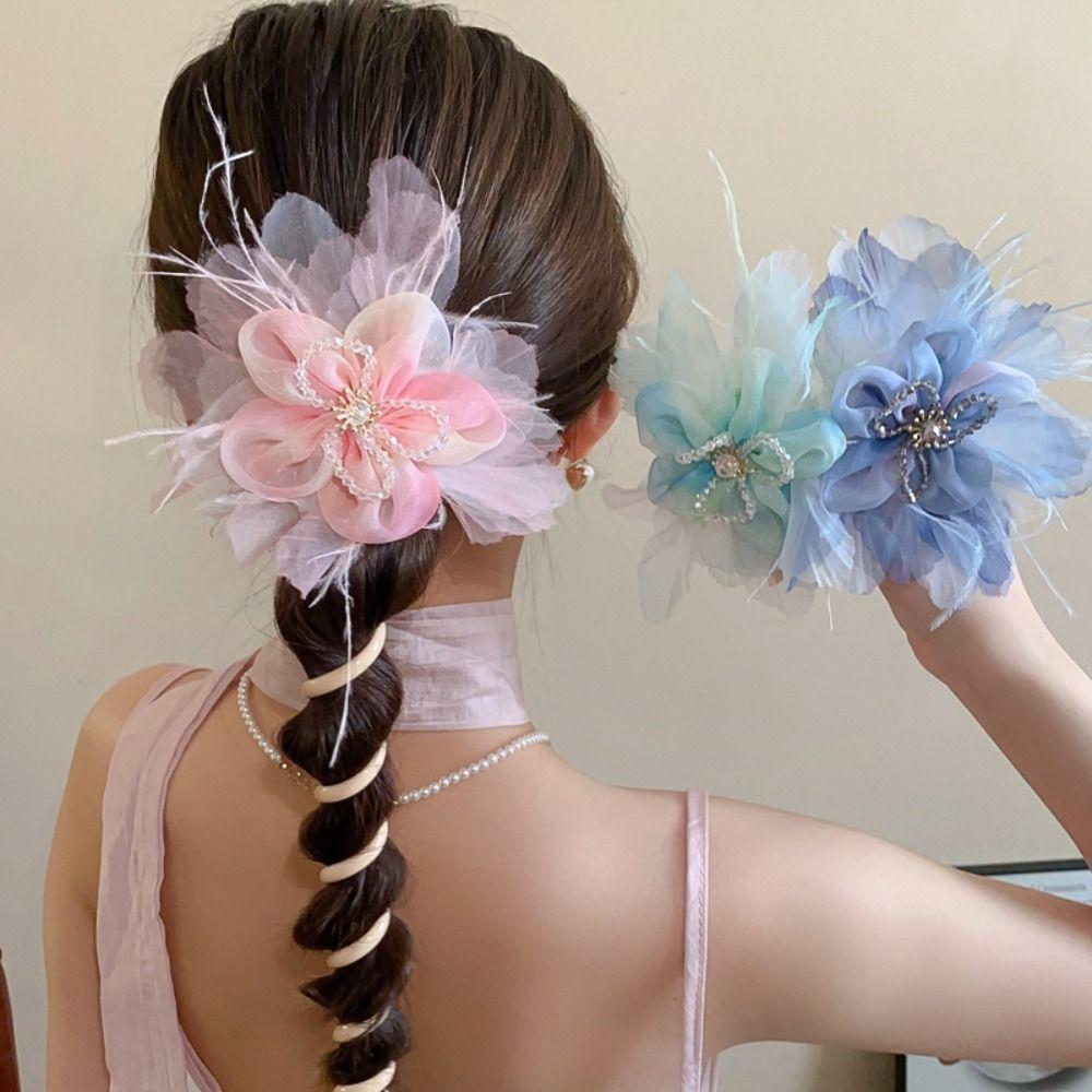 

Headwear Spiral Coil Rubber Band Simulated Flower Telephone Line Hair Rope Party style4