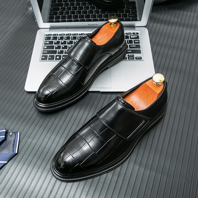 Fashion Office Business Formal Shoes for Men's British Style Leather Casual Shoes Flat Bottom Wear-resistant Men's Outdoor Driving Shoes