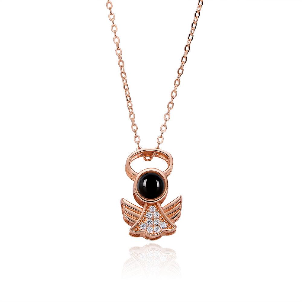 Cross Accessories Little Angel Necklace - 'I Love You' Projection in 100 Languages, Clavicle Chain, Valentine's Day, European & American Style.