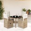 VidaXL Garden Bistro Set 5 Pcs Beige Cushions Poly Rattan 3277097