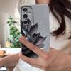 Black Lotus Pattern Case For Samsung Galaxy S24 S25 Ultra Edge S23 Plus S22 S21 FE A34 A54 A15 A35 A55 A16 A26 A36 A56 5G Capa