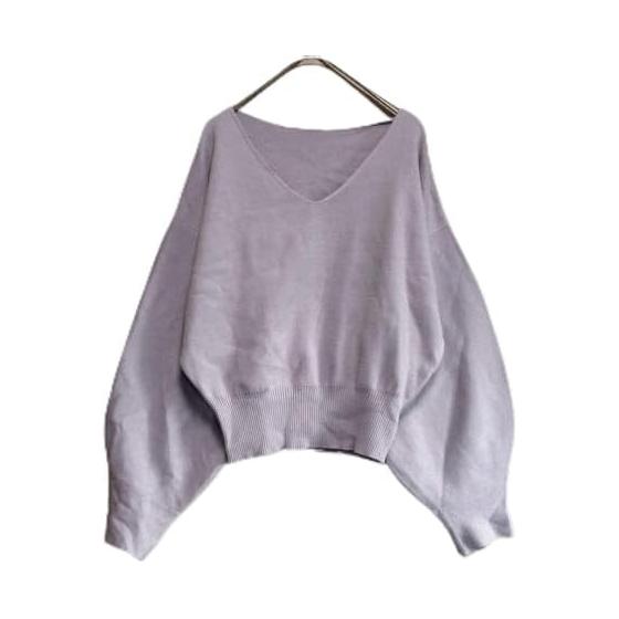 GRL V-neck knit F Blue Gray Loose Loose Korean Style Pretty Casual