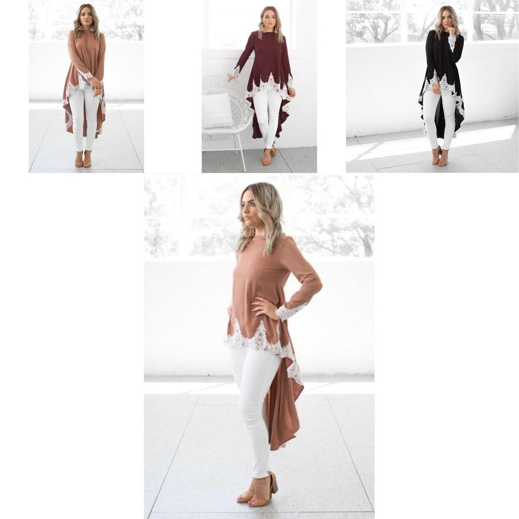 Womens Long Sleeve Lace Ruffles Asymmetrical Casual Tops Shirt Blouse Mini Dress Perfect For Every Occasion And Season