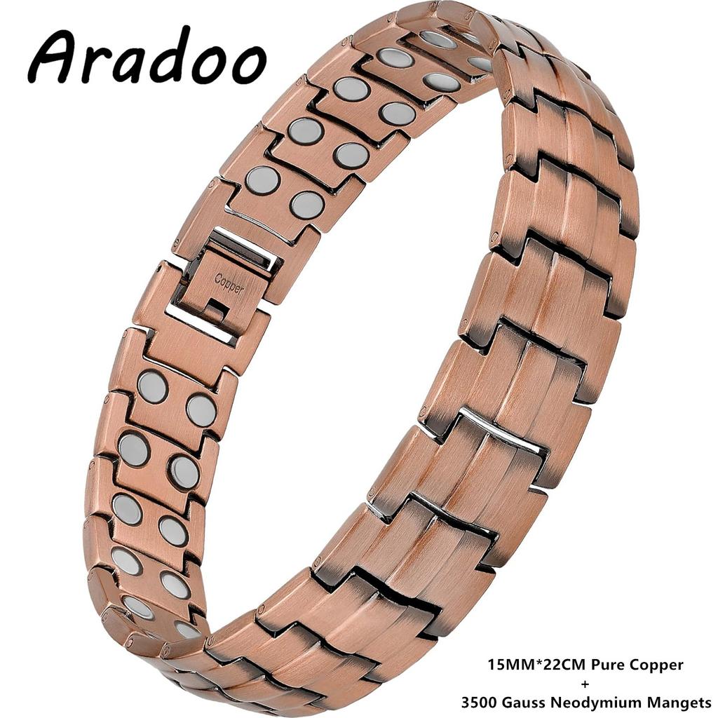 Premium Kupferarmband für Herren mit Magneten mit 5000 Gauß Stärke Titanstahl Armband Schmuck Geschenke