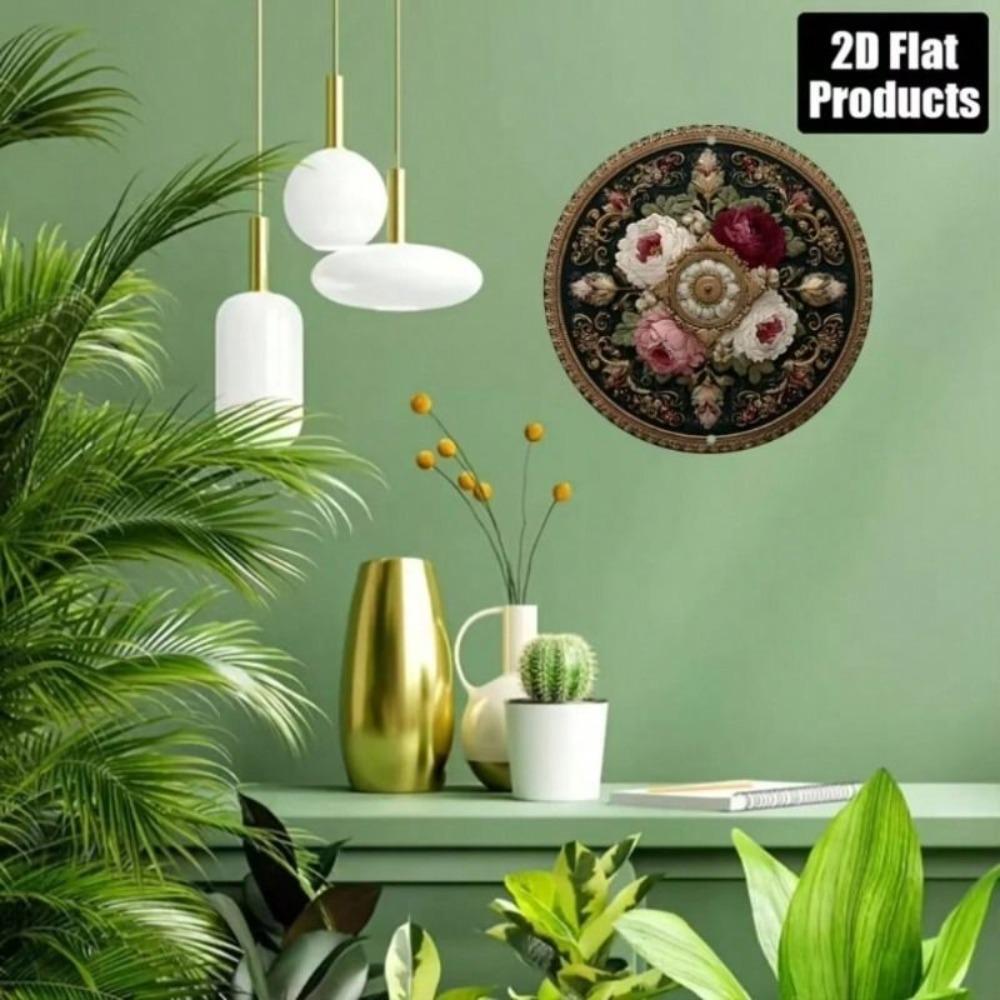 Metal Round Rose Wall Poster, Retro Vintage Living Room Decor