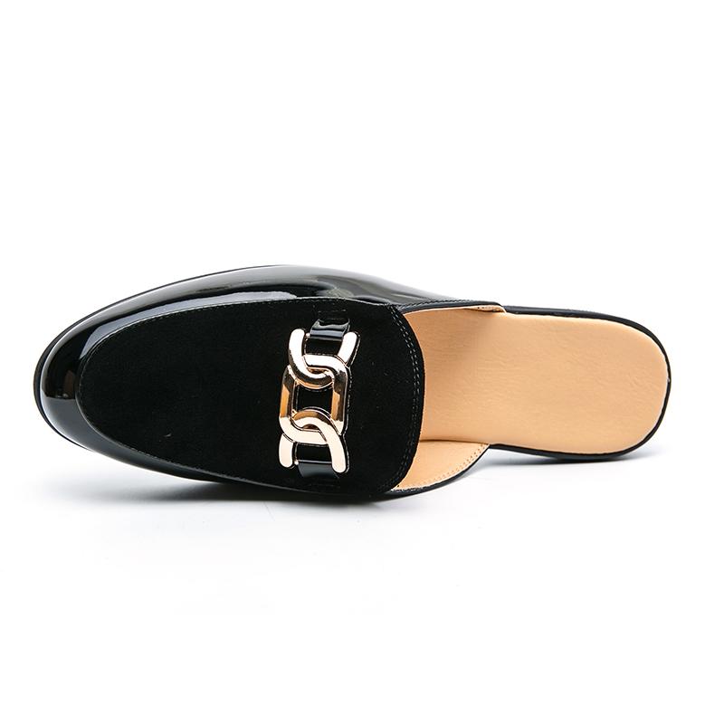 Fashion New Black Half Shoes For Men Leather Shoes Men Mules Casual Shoes Men Fashion Sapato Social Masculino Mocassin Homme Chaussure