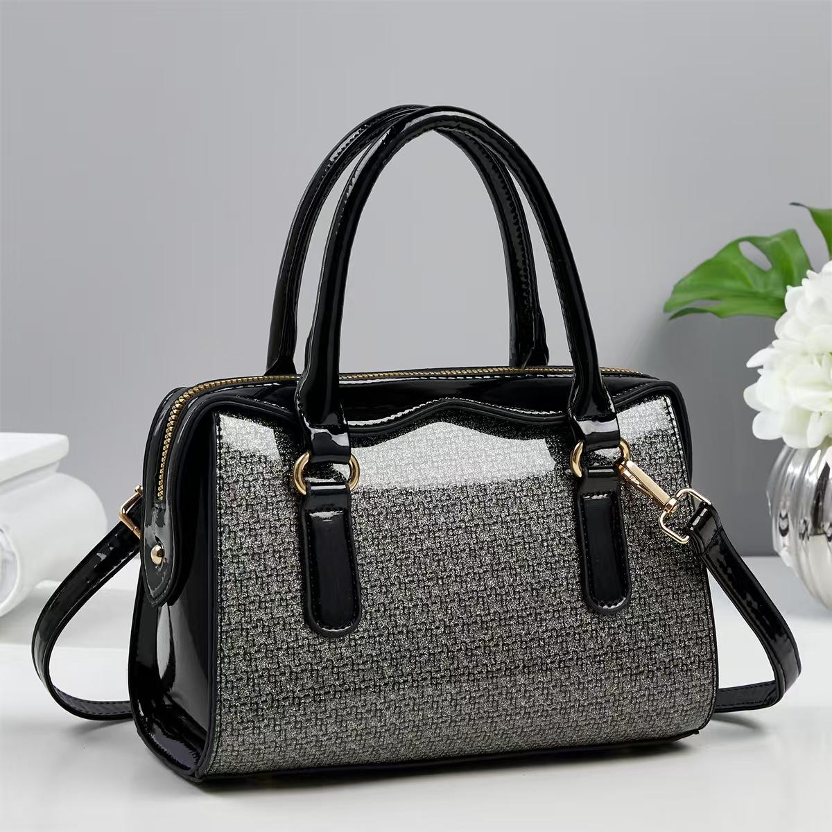 Womens Lightweight Tote Bags with Top Handle Crossbody Purses Handbag and Purse Faux Patent Leather Top-handle Work Shoulder Satchel for Women One size чёрный 2070₽