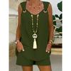 V-neck Sleeveless Vest and Shorts Summer Clothing, Women's Clothing