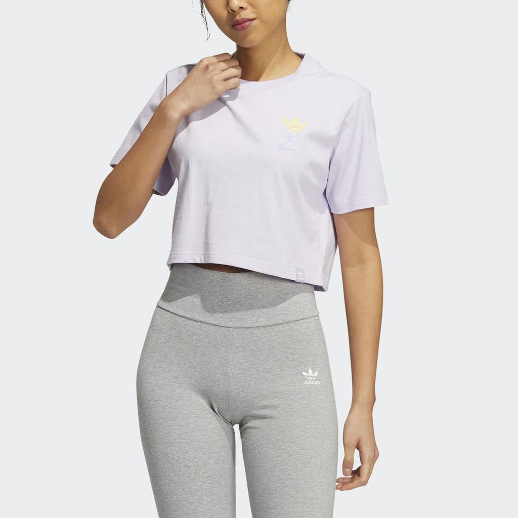 Adidas Originals Short Sleeve Logo T-Shirt Women Tops Pink HP0093