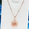 Purple Gold Hollow Flower Fashion Personality Trend Colored Gold Plated Rose Gold Pendant Necklace