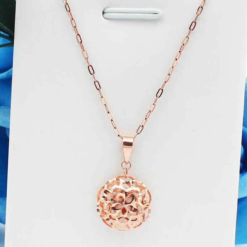 Purple Gold Hollow Flower Fashion Personality Trend Colored Gold Plated Rose Gold Pendant Necklace