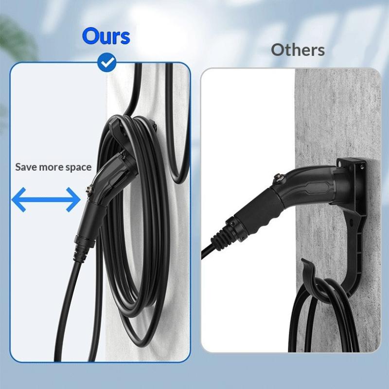 EV Charger Holder Stand for 1 Set Wall Mount Bracket Compact Cable Organizer Keeps Garage Tidy and Cables Safe