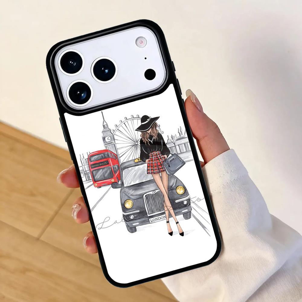 Girl Boss Pink Women Cartoon Mobile Phone Case for IPhone 17 AIR 16pro Max 15 14 13 12 11 Bumper Cover