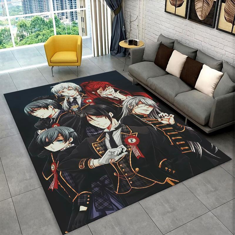 Black Butler Cartoon Anime Carpet Rug for Playroom Bedroom Living Room Sofa Home Decor,kid Game Area Rug Non-slip Floor Mat