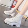 Large size women's shoes 41-43 Wide fat feet fat sister Martin boots women's British style platform short boots locomotive boots 40