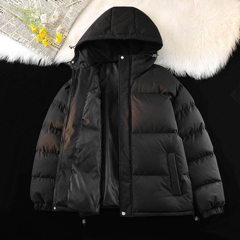 

2025 autumn and winter men s and women s same cotton-padded clothes loose and thickened version hooded cotton-padded jackets trendy new winter M чорний