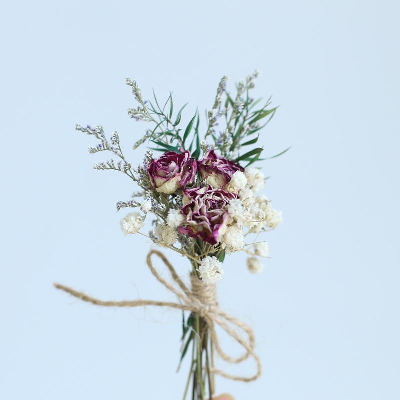 12cm Preserved Flower Boutonniere: Mini Bouquet for Bride, Bridesmaid, Wedding, Gift Box, Party Favor Decoration