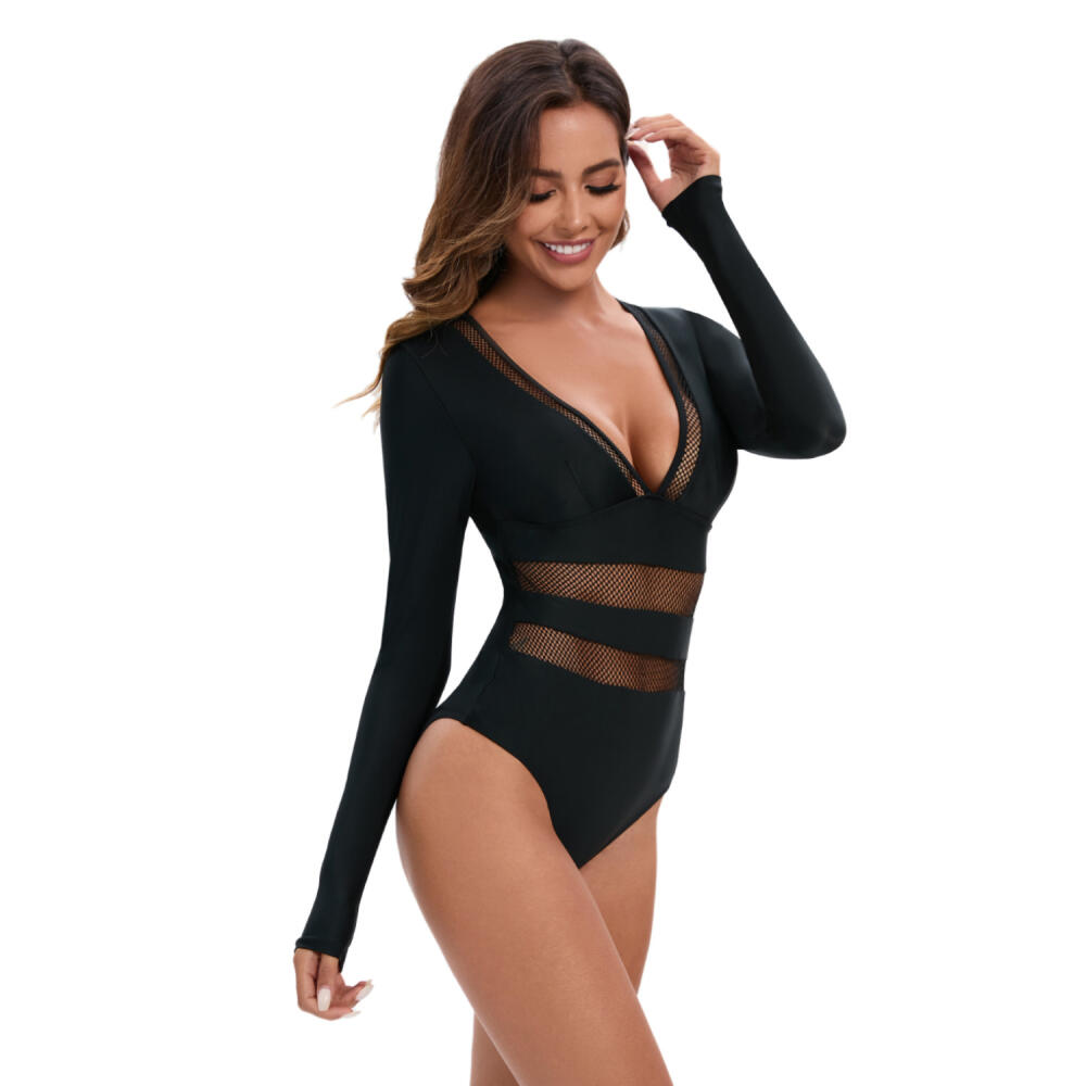 One-piece long-sleeved surfing suit sunscreen women's bathing suit hot spring diving suit sexy swimsuit