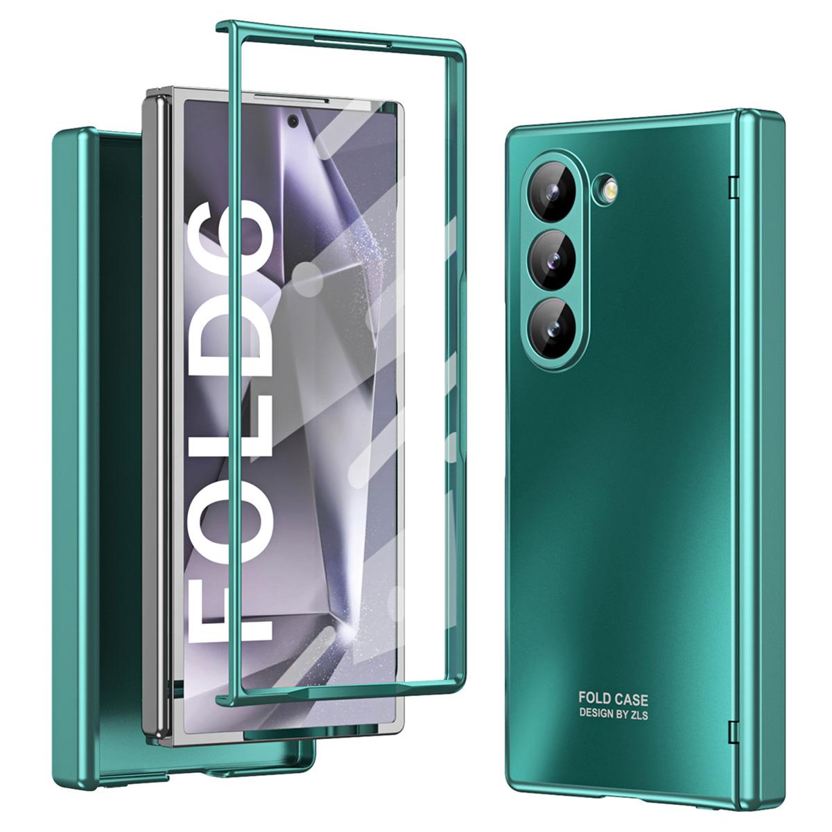 

Для Samsung Galaxy Z Fold6 5G Чехол для телефона Жесткий ПК Противоударный чехол с пленкой для переднего экрана Green