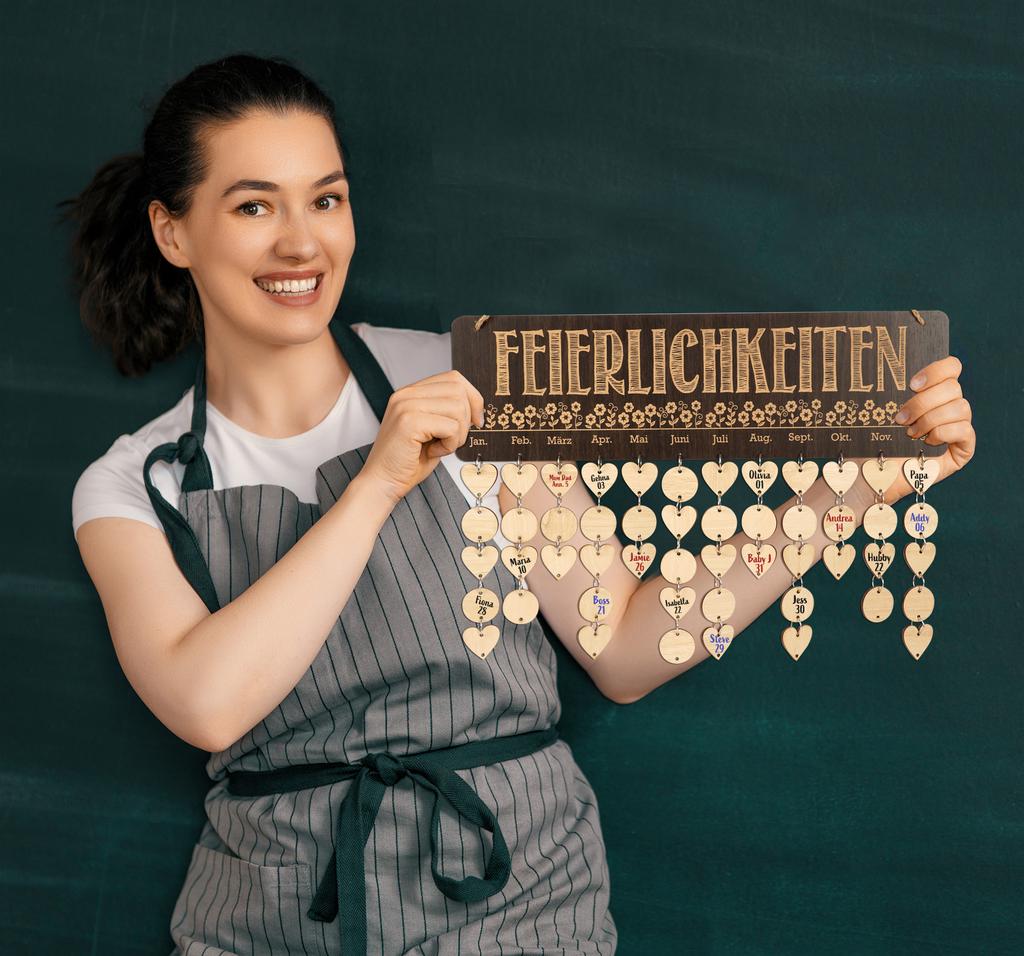 Inkdotpot Wooden Birthday Calendars With Hanging Date Diy Birthday Tracker Plaque Wall Hanging, Farmhouse Décor