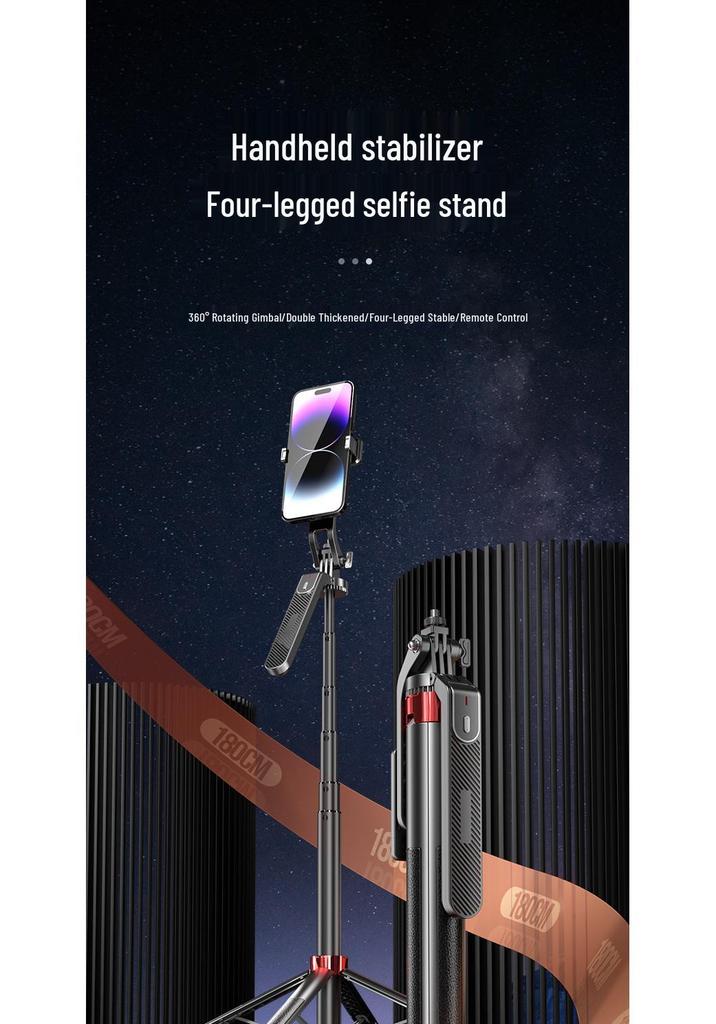 Mini Portable Bluetooth Selfie Stick with Gimbal and Floor Stand for Universal Phone Live Streaming