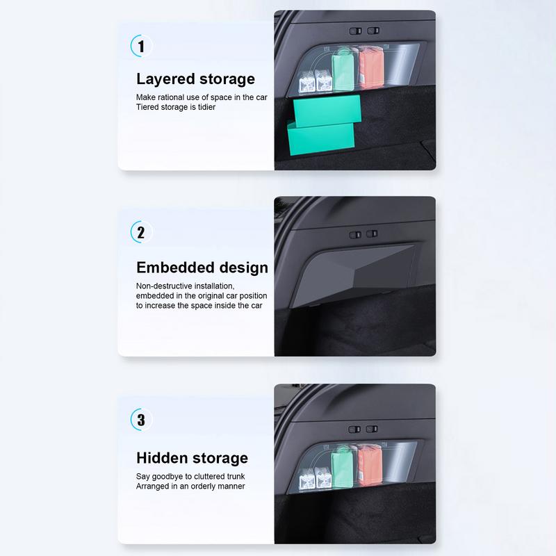 Car Trunk Organizer Box With Lid Anti-Slip Spring-Pressed Trunk Car Organizer For Model Y Large Capacity Car Storage Supplies