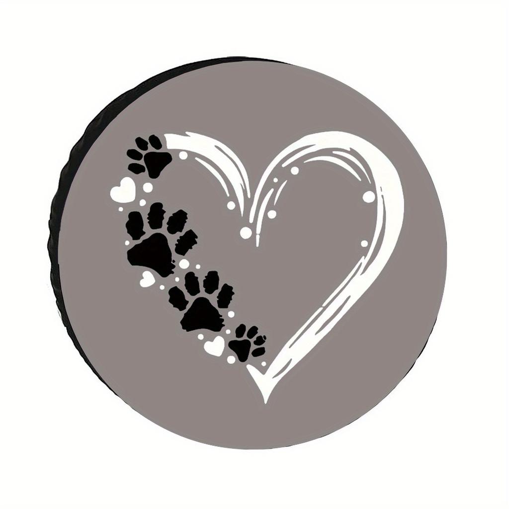 Heart-shaped Footprint Pattern, Multi-functional Spare Tire Cover Suitable for Household Cars, SUVs, Off-road Vehicles, RVs, Station Wagons, and Other