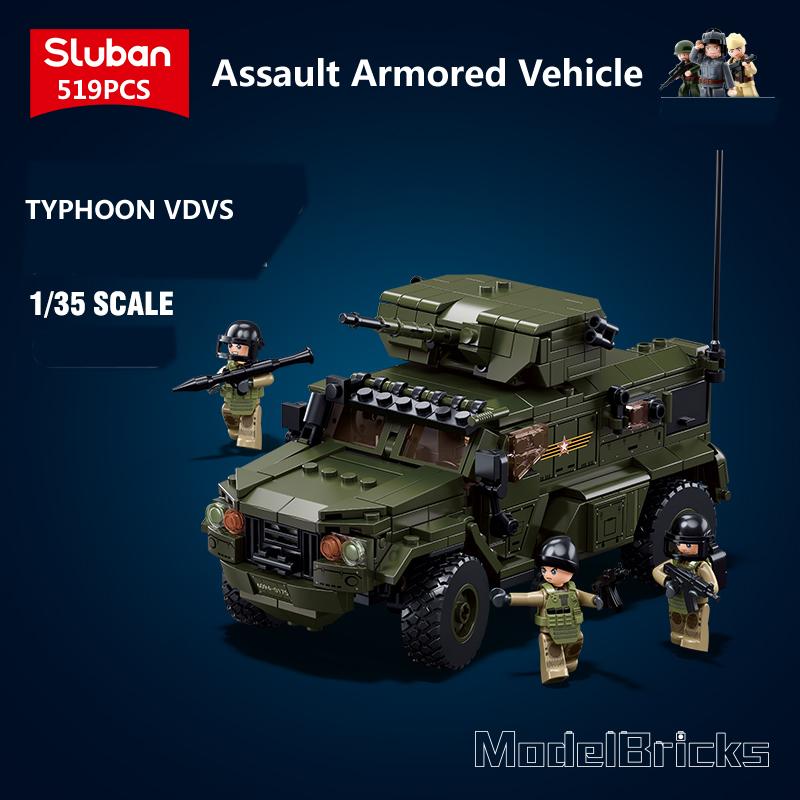 Activating Toys Sluban New Military Weapons Assault Armored Vehicle Off-Road Truck Model Building Blocks Soldier Bricks Ww2 Army Kids Toy Gifts
