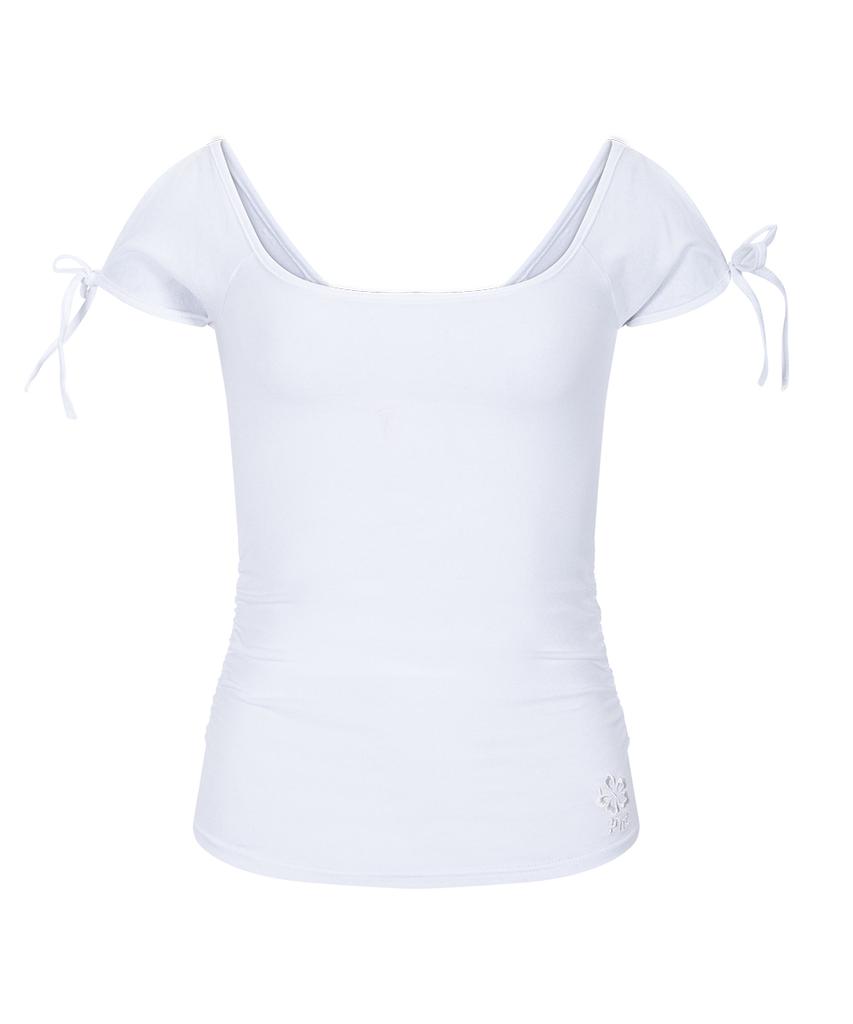 Peullijeunopallou Vane Shirring Short Sleeve Top (White)