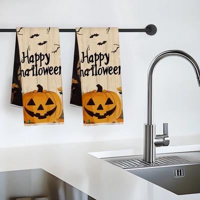 2pcs/set Kitchen Towels 40x60cmretro halloweenHand Towels Christmas Decorations for Home Noel Dish Towels Gifts