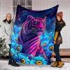 1pc Tiger Fantasy Flowers Throw Blanket Polyester Fiber, Lightweight Flannel, Soft & Warm, All Season Use for Outdoor, Camping Digital Print