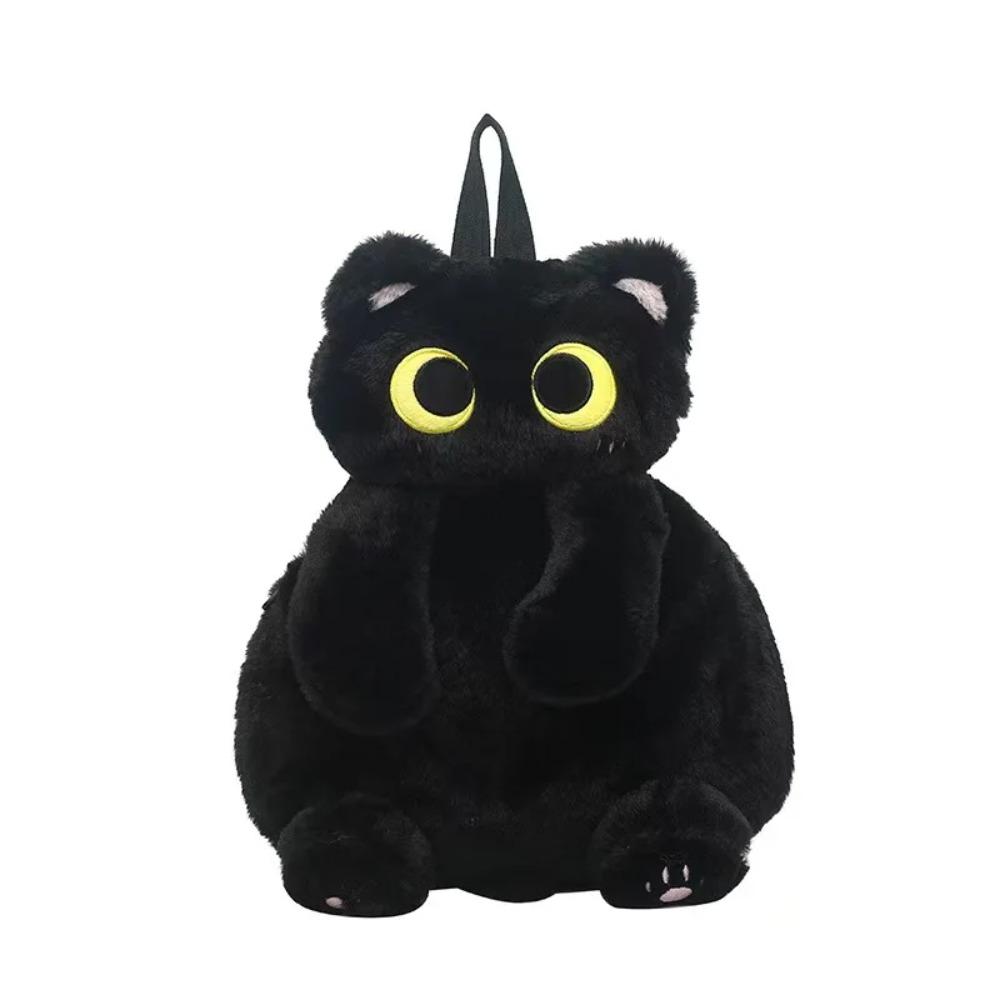 Zaini Gatto Nero Occhi Grandi Gattino Bambola Peluche Kawaii Animali di Peluche Borsa a Spalla Grande Capacità Giocattolo Morbido Borsa a Tracolla Moda