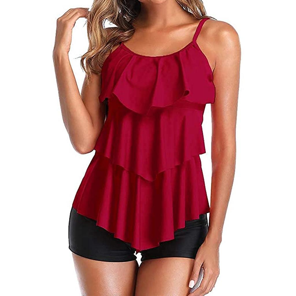 Damskie Seksowne Monokini z Nadrukiem i Falbanką Push Up Strój Kąpielowy