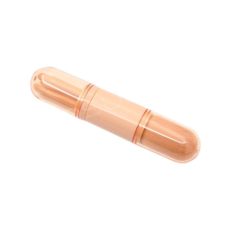 4-in-1 Portable Makeup Brush Set with PVC Cover for Mini Powder and Eye Brush