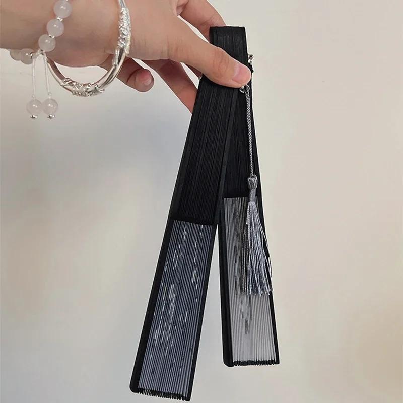 1pc-Retro Ink Orchid Silk Folding Fan New Chinese Style Ancient Lotus Hand Fans Close Friend Gift Classic Hanfu Decorated Crafts