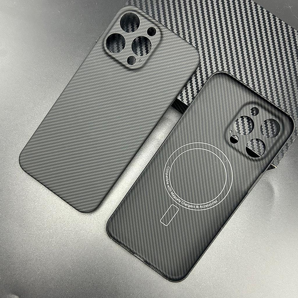 Magnetic Real Aramid Carbon Fiber Phone Case Cover On For iPhone 15 16 17 Pro Max Air 17Pro ProMax I15 I16 I17 Macsafe Magsafe