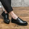 Men Black Dress Loafers Formal Leather Brown Business Shoes Tuxedo Wedding Blazers Saddle Shoes Plus Size