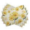 1PCS Yellow Sunflower Printed Linen Placemat Decorative Table Mat Washable Place Mats for Dining Kitchen Farm House Decor
