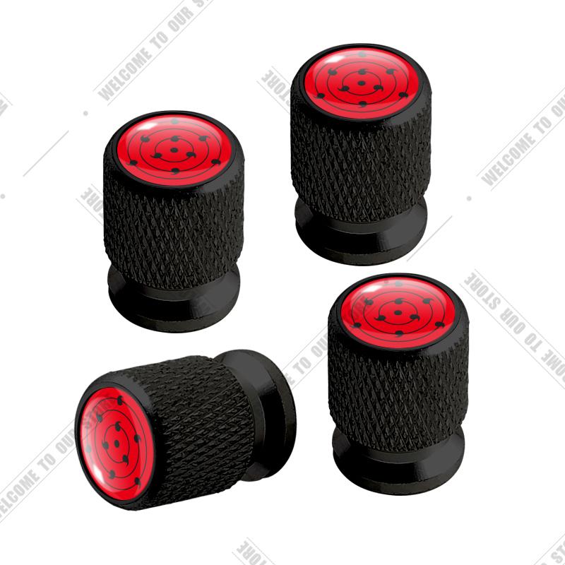 Car CNC Aluminum Sharingan Eye Japanese Anime Emblem For Suzuki Infiniti Toyota Honda 4pcs Tire Valve Air Port Stem Cover Caps