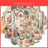Retro Floral Mirror Stickers 50pcs Waterproof Diy Decorations For Guitar Notebook And Luggage Adhesive And Stylish