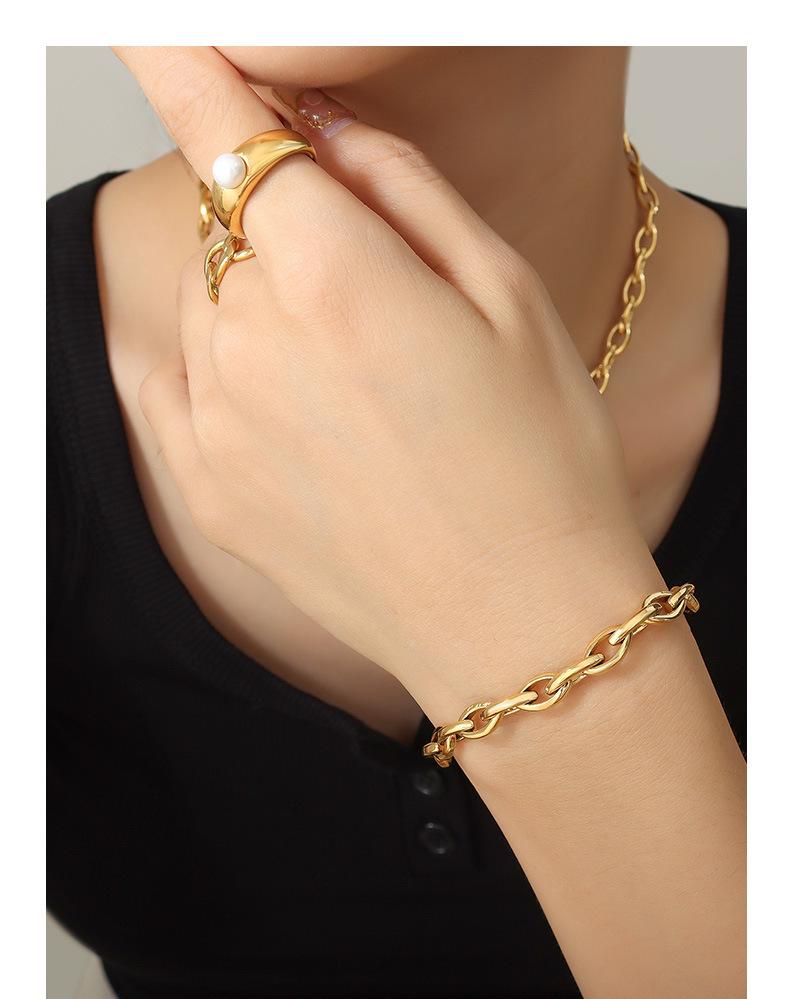 European Copper Jewelry Set: Chunky Chain Necklace & Versatile Bracelet