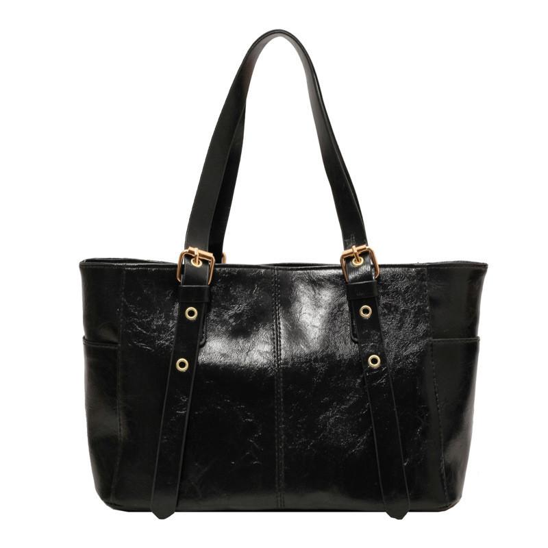 Trendy Pu Leather Tote Bag For Women Stylish Large Capacity Shoulder Bag With Zipper Closure
