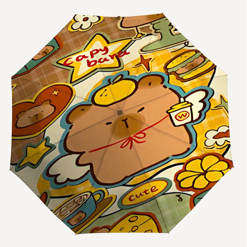 1PC Capybara Cute Umbrella-8-Rib Reinforced, Automatic Open, Lightweight & Durable, Cute Fashion Accessory for Outdoor-A1241